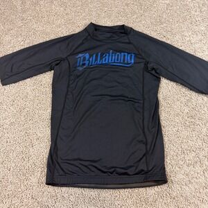 Billabong Rash Guard Mens XL Black Blue Short Sleeve UPF 50 Excellent MWLYARES